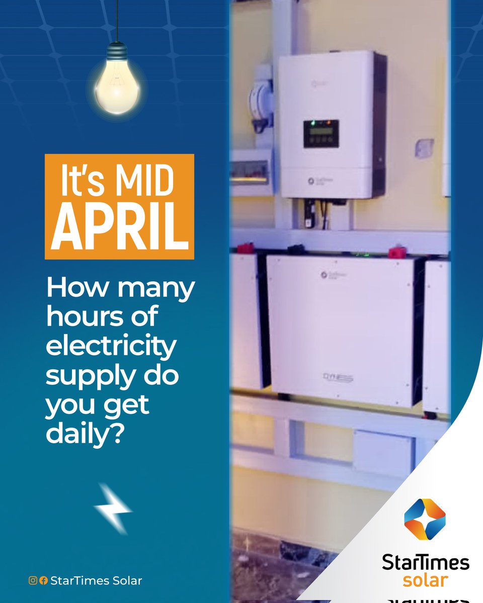 StarTimesSolar's tweet image. Do share with us... We are conducting a survey

We will be in the comments 👇

#solarsolutions 
#startimessolar