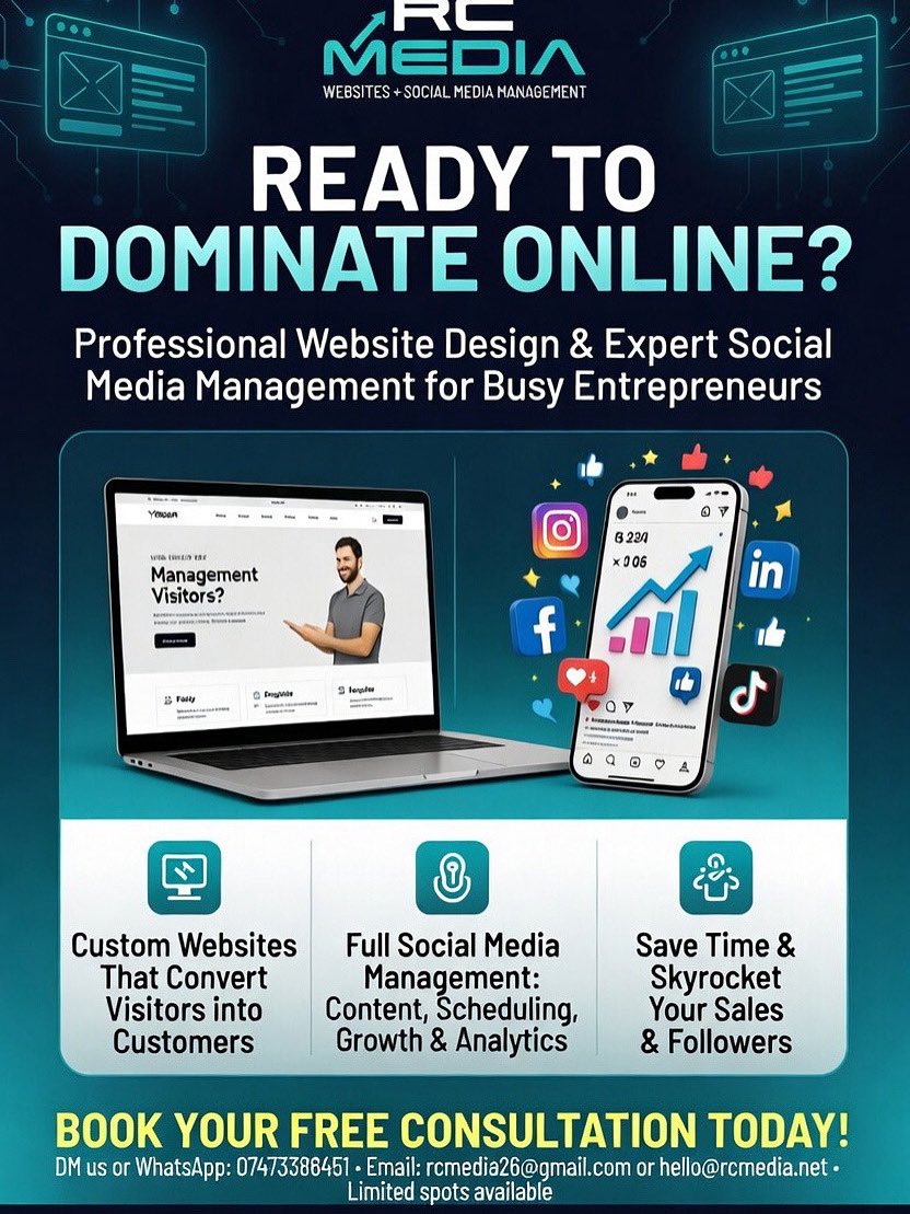 rcmedia26's tweet image. Do you want a Great Website For Your Startup? Do you need Someone professional to manage your social media accounts? The answer is RC Media. Let us help. #socialmediamarketing #webdesign #webdevelopment #seo