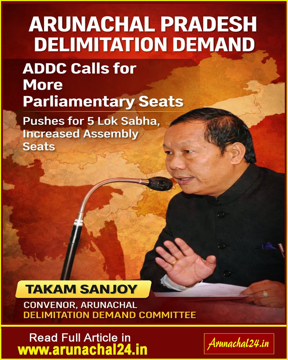 Arunachal24in's tweet photo. New body in Arunachal seeks 5 Lok Sabha seats, 90 Assembly seats, and delimitation reforms.
Full story- https://t.co/2od3ykrvS9
#Arunachal #Delimitation #IndiaPolitics #Northeast #ADDC https://t.co/0zcryOeSQI