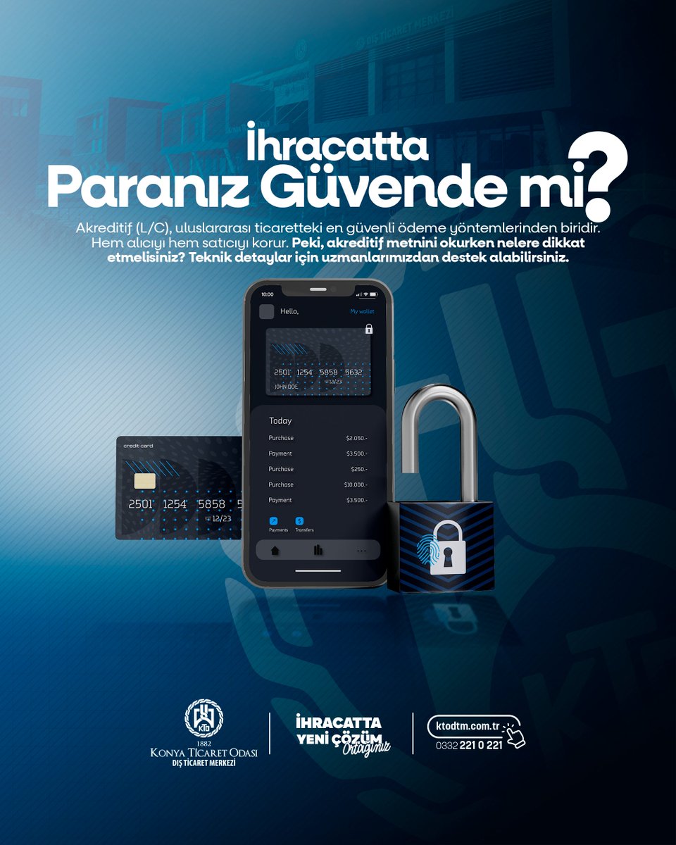 ktodtm's tweet photo. İhracatta Paranız Güvende mi? 💼🌍

Uluslararası ticarette güvenli ödeme yöntemleri, sürdürülebilir ihracatın temelidir.

🌐 Detaylı bilgi ve destek için bizimle iletişime geçin. https://t.co/fEIEtxKztp