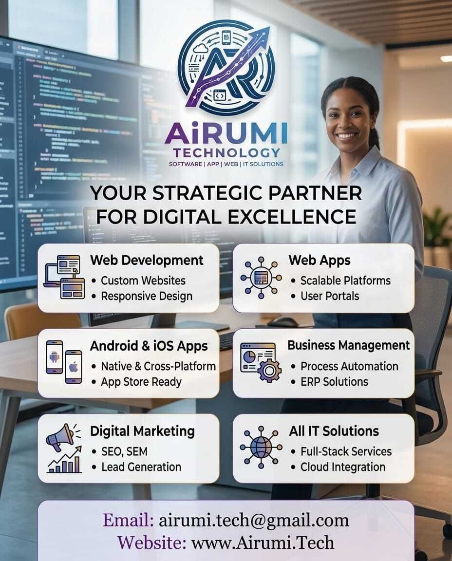 AiRumi_Tech_'s tweet image. 🌐 Custom Websites
📱 Android &amp;amp; iOS Apps
📊 ERP Solutions
📣 SEO &amp;amp; Lead Generation
💻 Full-Stack Services
AiRumi Technology — Your Strategic Partner for Digital Excellence! 🚀
📩 airumi.tech@gmail.com

#AndroidDevelopment #WebDesign #SoftwareDevelopment #DigitalMarketing #SEO