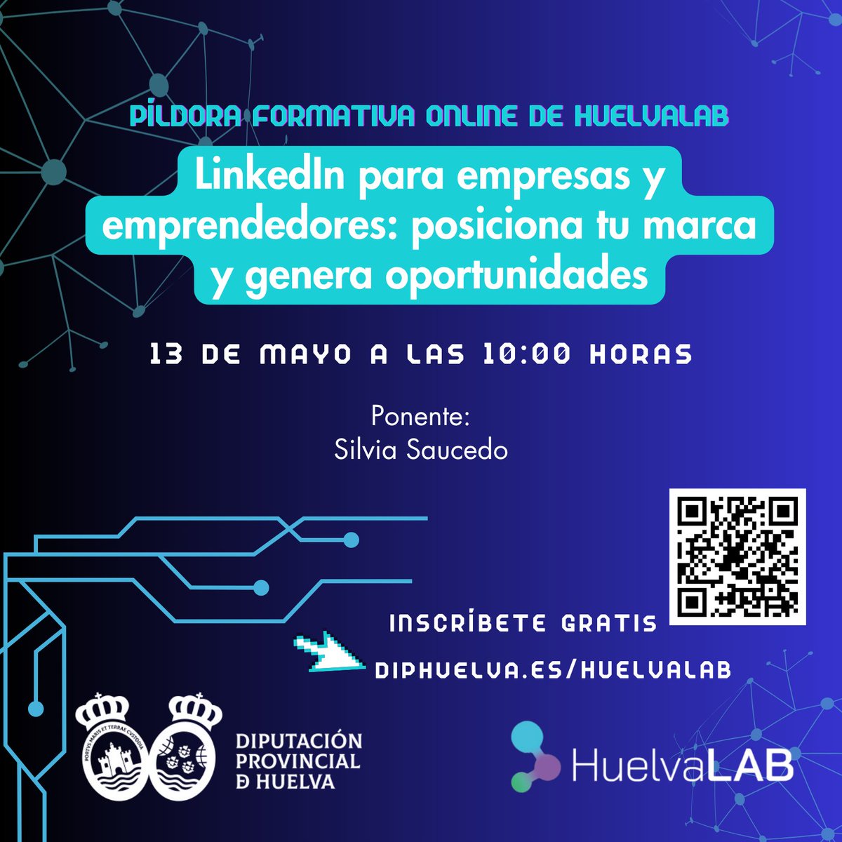 DipuHU's tweet image. 💊 La iniciativa de @DipuHU, #HuelvaLAB, organiza nueva #PíldoraFormativa #Online 
💻Aprenderás, de forma práctica, cómo utilizar #LinkedIn como herramienta para mejorar la visibilidad de un proyecto o empresa
🗓️ #13mayo 10:00 h
➕ℹ️ e inscripción gratuita acortar.link/Xrv1S2