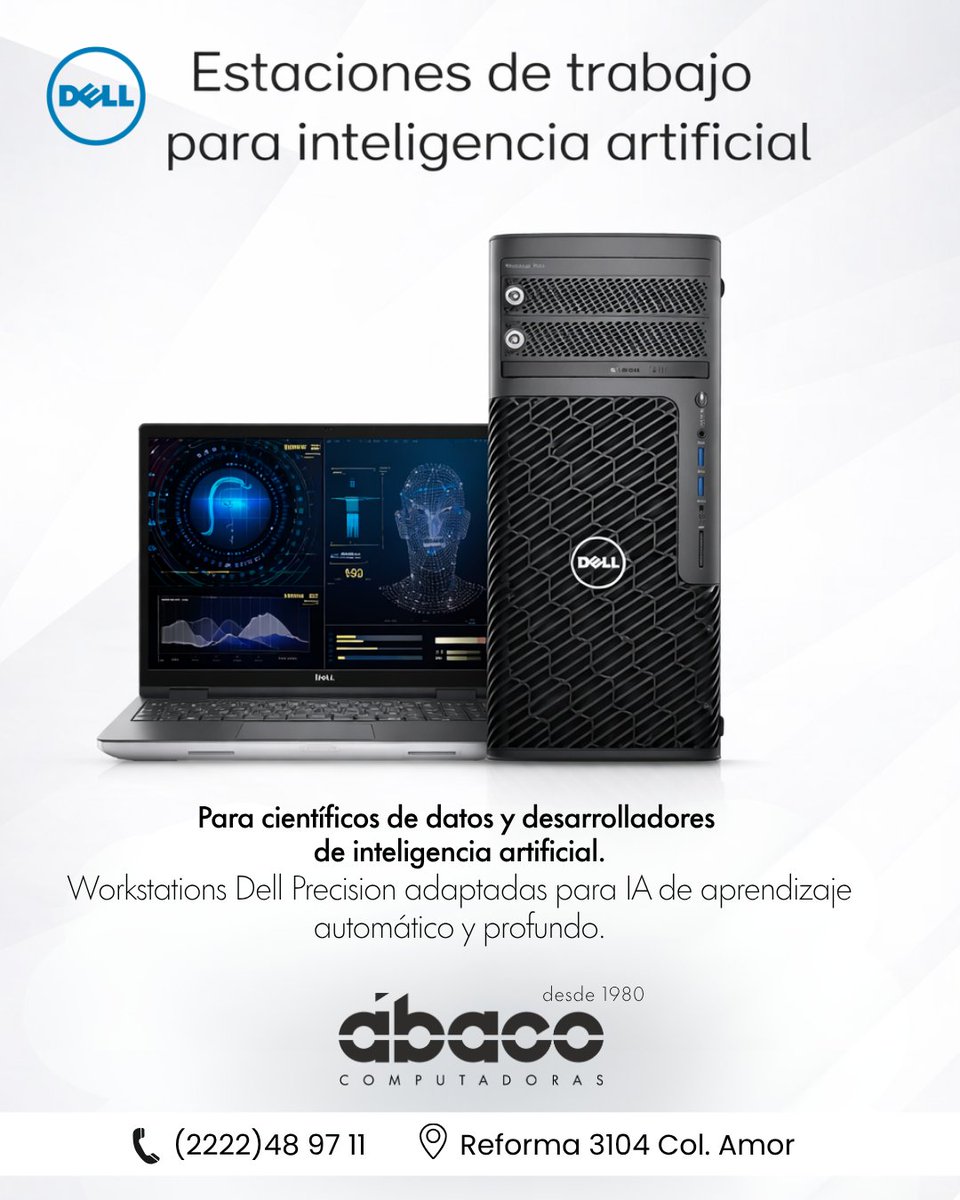 abacoPuebla's tweet photo. Lleva tus proyectos de inteligencia artificial al siguiente nivel 🤖💼
Las workstations Dell Precision están diseñadas para científicos de datos y desarrolladores que necesitan alto rendimiento.
📞 222-248-97-11
#InteligenciaArtificial #DellPrecision #SolucionesEmpresariales https://t.co/70HtULixrI