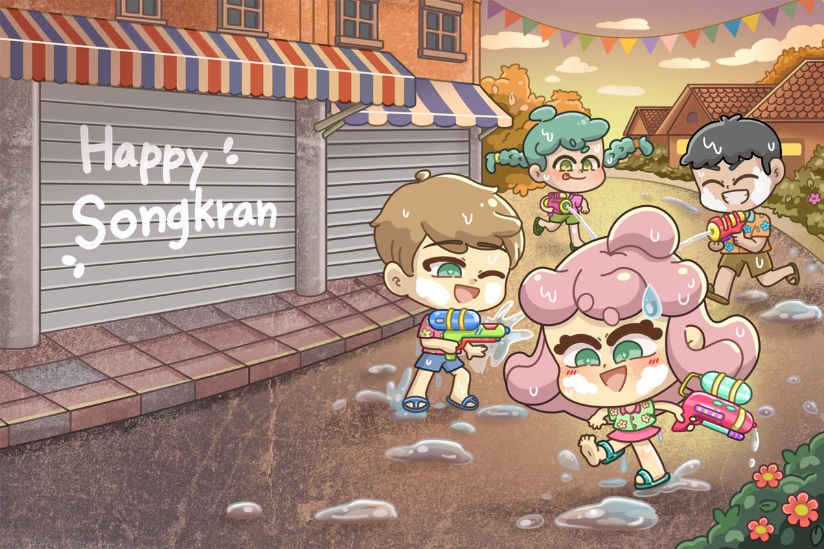 💦🔫 สุขสันต์วันสงกรานต์ สวัสดีปีใหม่ไทยนะคะทุกคน 🙏🎉  
💦
#วาดรูป #DigitalArt
#ChibiArt #นักวาด #Fahsai_fd9
#CuteArt #Illustration
#สงกรานต์