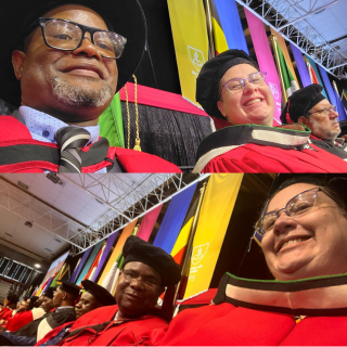 Our Academic Staff were excited to attend the Faculty of Economic and Management Sciences graduation.  Here are Dr Cornelie Crous (right), Prof. MacDonald Kanyangale (top left) and Dr Arthur Mapanga (bottom left).

#UFSGraduation | #ProudlyKovsies | #UFSBusinessSchool