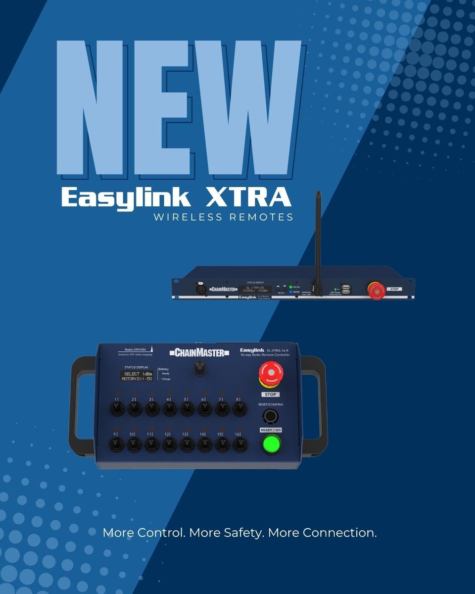 chainmaster_'s tweet image. As part of the CHAINMASTER Easylink XTRA series, wireless remotes are becoming a 
key component in modern control setups.

#CHAINMASTER #EasylinkXtra #ControlSystems #WirelessControl