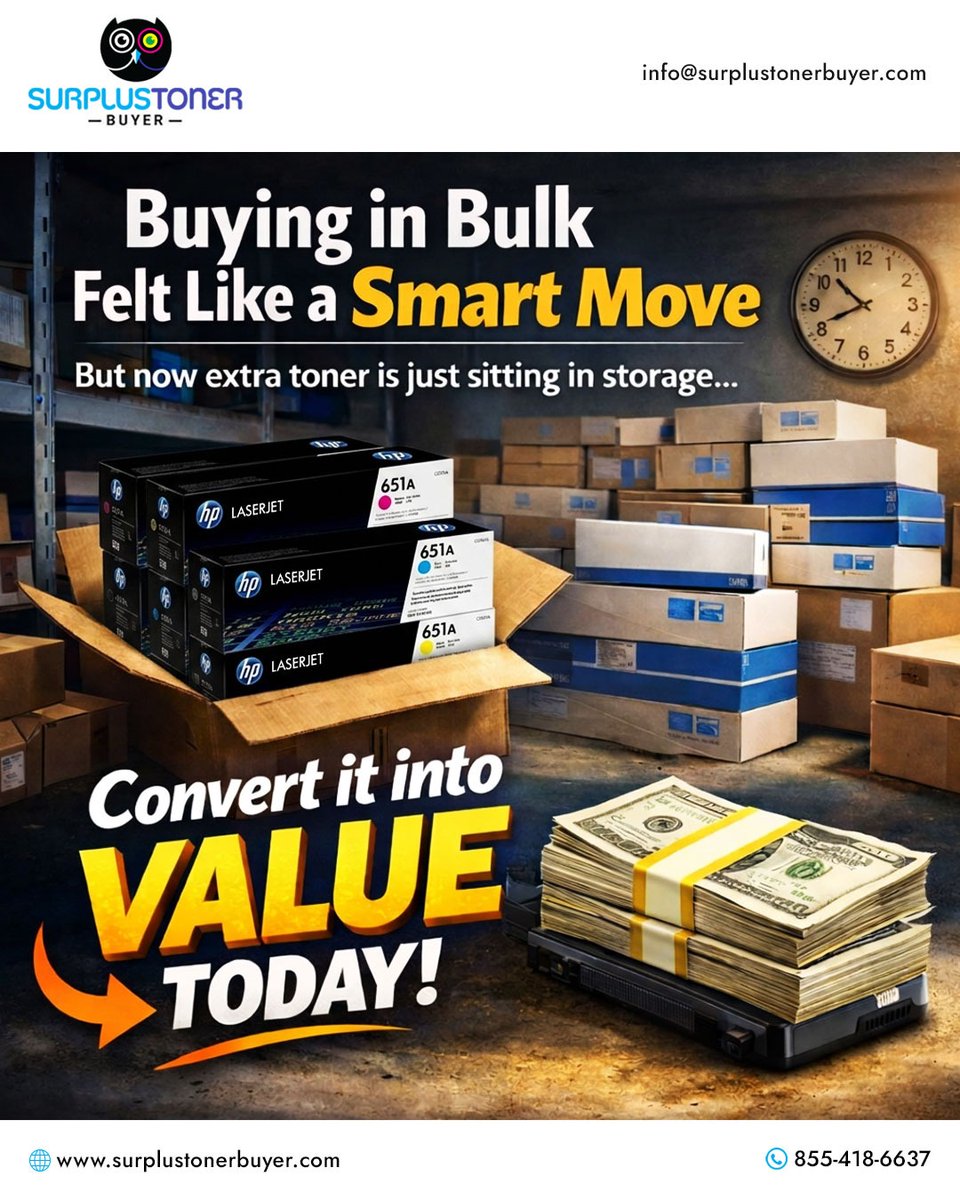 SurplusToner's tweet image. Free up your storage, and get something back for what you’re not using.

We’ll help you sort it out and turn it into real value.started.

DM us to get started.
@surplustonerbuyer

#PrinterSupplies #InventoryClearance #WarehouseStorage #OfficeManagement #ClearTheClutter