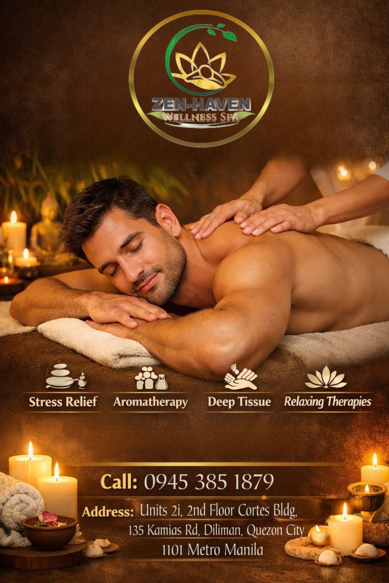 ZHWellnessSpa's tweet image. Life gets busy, but a visit to ZEN - HAVEN Wellness Spa for the Signature Massage is always a priority. You need to feel this !  
#loveyourself #massagetherapy #metime #SpaQc

male and female therapist are available to serve you ! 🌿

📞 +63 945 385 1879
📍Kamias Road Qc