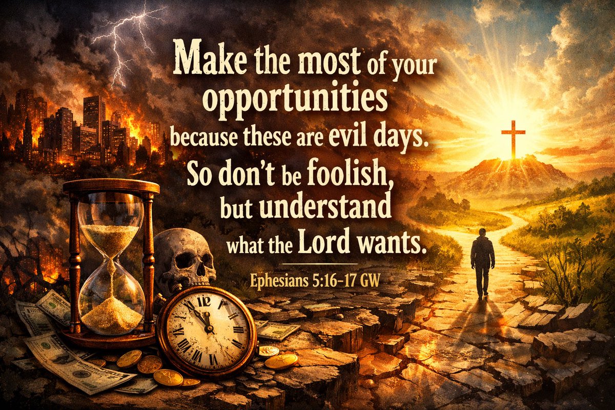 Gottsword's tweet photo. “Make the most of your opportunities because these are evil days. 
So don’t be foolish, but understand what the Lord wants.”
Ephesians 5:16-17 GW

The idea is that you buy up opportunities like a shrewd businessman. You make the most of every opportunity for Jesus Christ. 
Guzik commentary mentions: “This is what real wisdom is. It is the contrast to being unwise. Our main understanding of the will of the Lord comes from a good knowledge of His word.”

How do you expect to take advantage of opportunities like this if you don’t know His Word, his outlook and plan which is a guide of how yours should be. 

So 1st step, if you haven’t already is to choose to do God’s plan, not yours. This takes surrendering that control to Him and being willing to listen and obey to His Word that you read in the Bible. Then… you should immediately change the way you act and think, put on spiritual corrective lenses and experience some God vision in your life.  It produces some beautiful things! #worthit
🙏