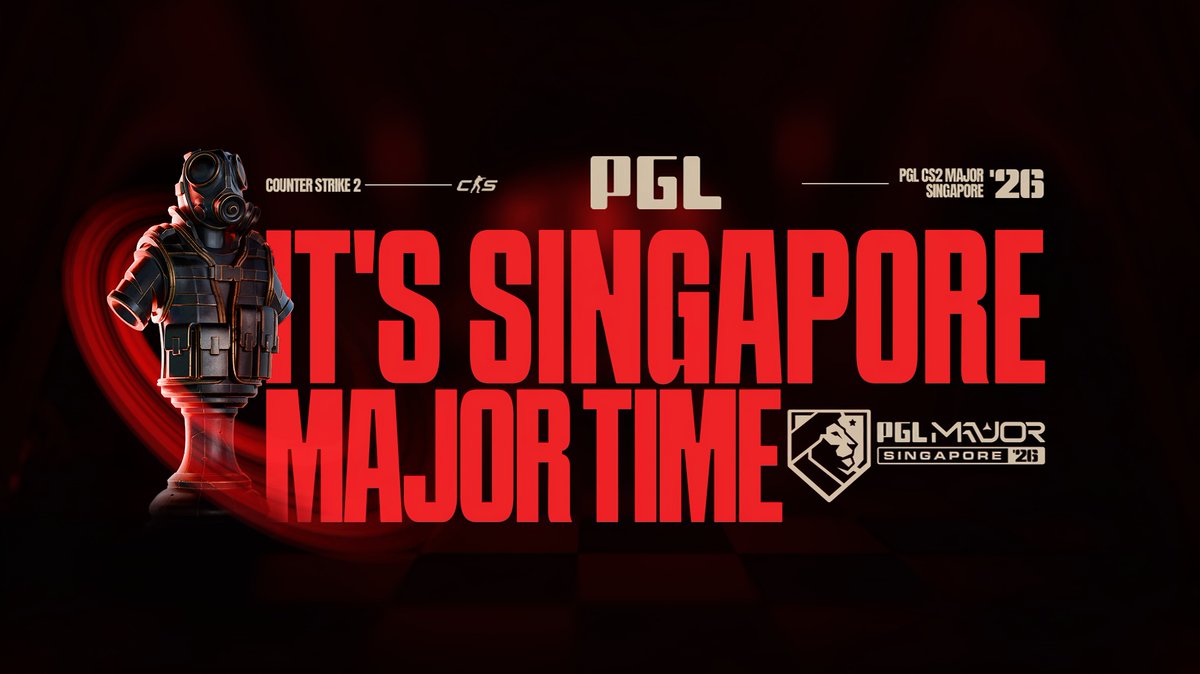 pglesports's tweet photo. 🇸🇬 PGL Major Singapore 2026 Tickets are on SALE!
November 24 - December 13
$1.25M prize pool
32 teams
Playoffs - Singapore Indoor Stadium
