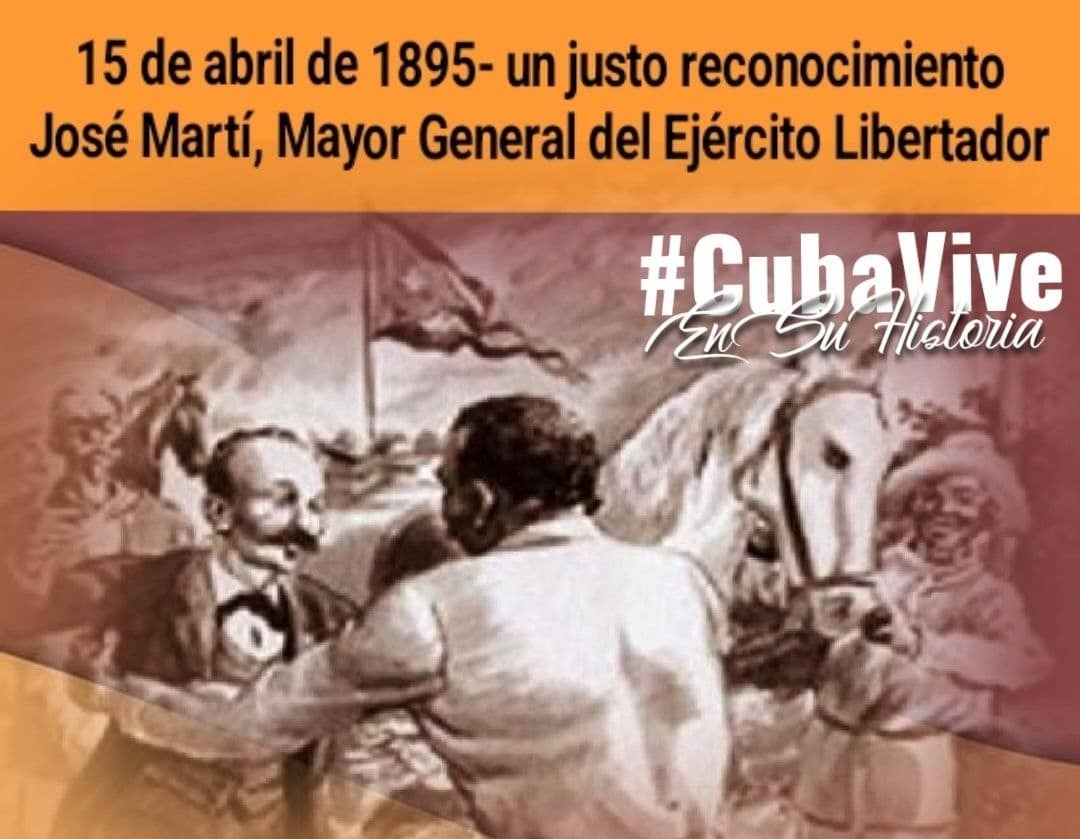🇨🇺 Con #HonorHolguinero recordamos que un día como hoy, pero de 1895,  el Consejo de Jefes convocado por Máximo Gómez en #Cuba, otorgó a Martí el grado de Mayor General. Lo había ganado ya por su gran obra en la unidad de todos los cubanos dignos.
#CubaEstáFirme