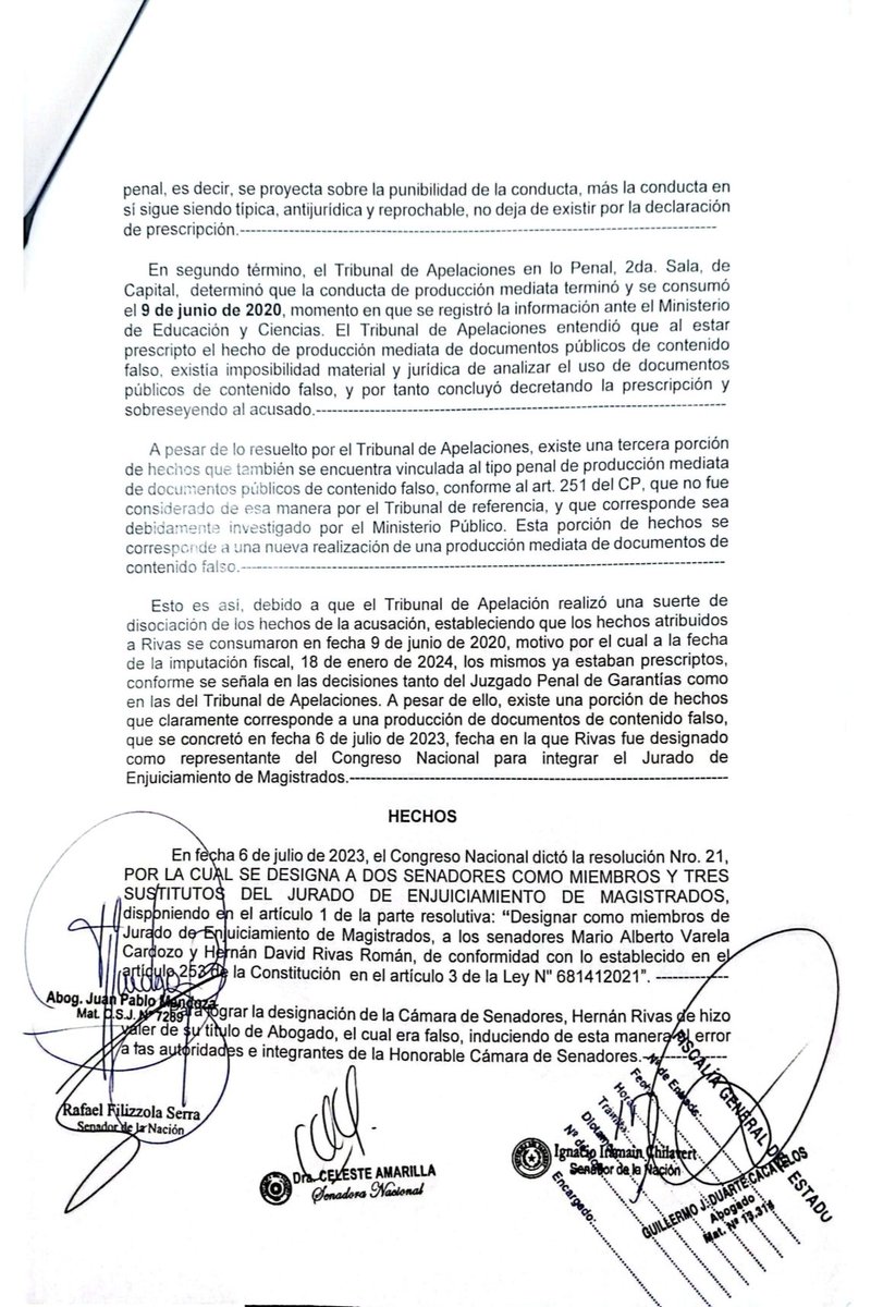 Con los colegas <a href="/CelesteSenadora/">Celeste Senadora</a> e <a href="/IgnacioIramain_/">Dr Ignacio Iramain</a> y bajo el patrocinio del abogado <a href="/gduartcacavelos/">Guillermo Duarte Cacavelos</a>, hemos presentado una nueva denuncia penal contra el senador Hernán Rivas.

¿Cuál es la clave? El 6 de julio de 2023, Rivas utilizó un título y certificado de estudios falsos