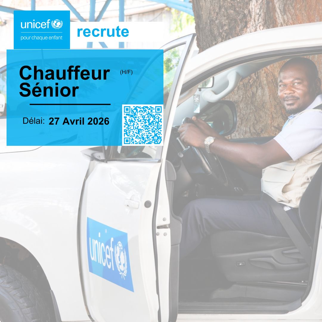 Unicef_Togo's tweet image. #UNICEFTogo recrute un(e) Chauffeur(se) sénior pour renforcer son équipe.
Vous avez de l’expérience en conduite professionnelle, un sens élevé de responsabilité et souhaitez contribuer à une mission au service des enfants ?
📌 Scannez le code QR pour postuler 💙
#UNJobs #JobAlert