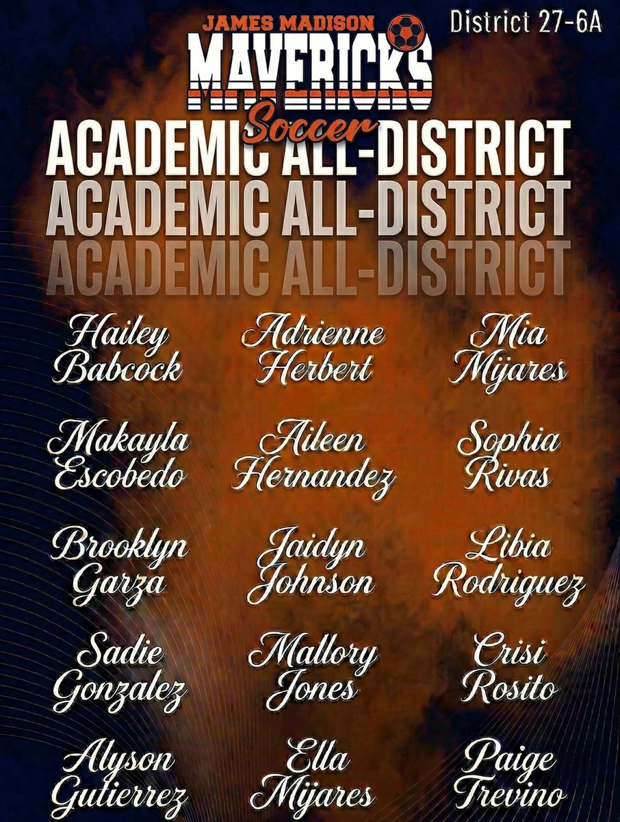 SAmavs_GSoccer's tweet photo. Congratulations to our athletes that made the Academic All-District Team!! It’s not easy being a monster in the classroom as well. https://t.co/vJ1WaWeQw6