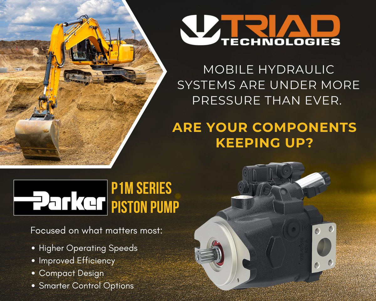 Mobile hydraulics are evolving with efficiency, speed, and compact design mattering now more than ever. See how the <a href="/ParkerHydraulic/">Parker Hydraulics</a> P1M Series pump delivers—and if it’s the right fit for your application: triadtechnologies.com/blog/post/park…