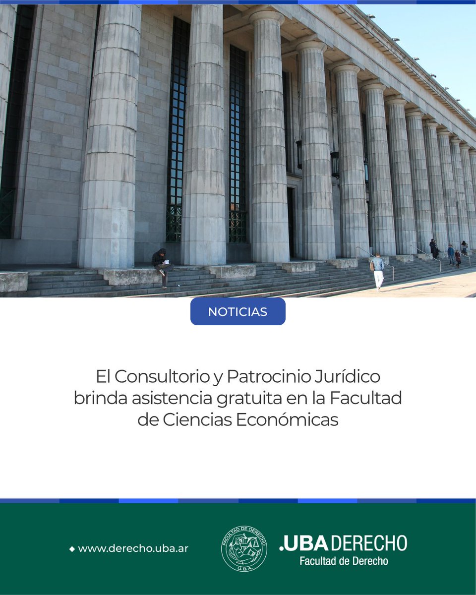📢📰 El Consultorio y Patrocinio Jurídico brinda asistencia gratuita en la Facultad de Ciencias Económicas ➡ bit.ly/42asNr4

#Consultorio #PatrocinioJurídico #AsistenciaLegal #LaUniversidadNoSeApaga #UniversidadPública #CienciaArgentina