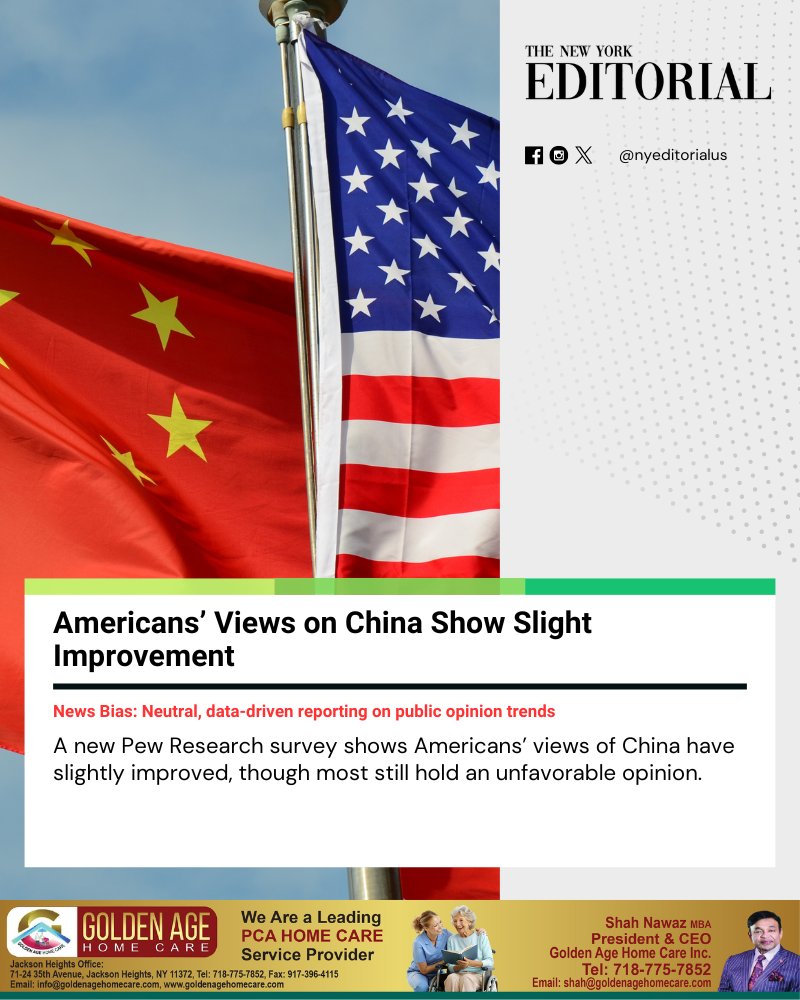 nyeditorialus's tweet image. Americans’ views of China have improved slightly, but most still remain negative, with shifting perceptions from “enemy” to “competitor.”

Read more on our Website

#China #USOpinion #PewResearch