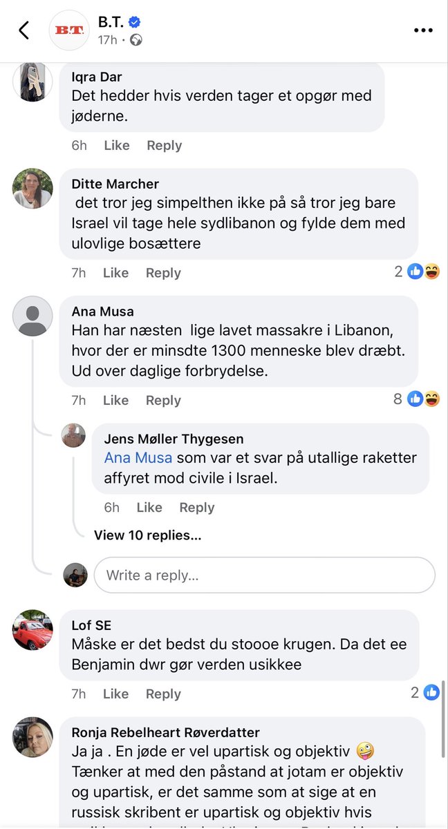 mrconfino's tweet photo. Den nu suspenderede politibetjent, Elvir Abaz, som byretten konkluderede ikke kunne holde fingrene fra politiets journaler og som er dømt for tjenestemisbrug, deler med stolthed modbydelige, racistiske og bagvaskende omtaler af mig under dække af Israel kritik.

Det, som andre er blevet dømt for at kalde mig, deler han ganske lystigt til sine følgere. Et kommentarspor han påstår er et eksempel på at den danske befolkning er “ved at vågne op.” Et kommentarspor der indeholder mere had, antisemitisme og bagvaskelse end noget andet jeg kan huske at have set siden 7 oktober.

Det er paradoksalt, at manden ikke forstår den danske lovgivning, eller måske er han bare ligeglad. Det er mig, han angriber og ikke de mange, mange, mange åbent hadende folk. Det er et aktivt valg, og det er tydeligt, hvor Abaz står.

Mange i BT tråden er ikke engang dygtige nok til at kamuflere det under det vanlige "anti-zionisme". Det er rent had mod jøder.

Det er ikke bare skamløst, at han stolt deler en så hadefuld tråd. Det er decideret uansvarligt, og illustrerer på bedste vis hvor dybt den 3. erkendelse stikker. Hvor omfattende et problem Danmark som samfund står over for.

Jeg tør slet ikke tænke på, hvordan man ville blive behandlet af den nu tidligere betjent, hvis man havde et jødisk - undskyld zionistisk - navn og kom i kontakt med ham.

"Men jødisk og zionistisk er ikke det samme,” har manipulatorerne forsøgt at overbevise danskerne om siden 7 oktober, hvor Zionist er blevet et skældsord, og som uomtvisteligt er en reference til jøder.

Det er røgslør som ses i de fleste kommentarspor på artikler der handler om Israel, Holocaust eller jøder og som for længst har afsløret som præcis dét det er; regulær antisemitisme. 

Er man i tvivl kan man med rette gå ind på den israelske ambassades Facebook og se kommentarsporet til seneste opslag om Holocaust mindehøjtidelighed i Israel. Eller også bare det kommentarspor Abaz henviser til.

Det er så ækelt, at det ikke er til at forstå, at det kun er 81 år siden, at nazister besatte Danmark og i Europa udryddede 6 millioner jøder.

Abaz har tilsyneladende forstået, at han er blevet afsløret og nu dømt, så nu er der ingen vej tilbage for ham. Det er bare trist for samfundet, at der skulle gå så lang tid, før vi fik øjnene op for det. Jeg tør ikke tænke på omfanget af den skade han har nået at udføre i de år han var hos Fyns Politi. Han er en skamplet på politiet og på alt hvad Danmark står for.

Men Abaz er langt fra at være en unik case når det kommer til had. Kommentarsporene er fuld af almindelige borgere på arbejdsmarkedet, der taler så åbenbart hadefuldt om mig og jøder. Det har været chokerende at se de sidste 2.5 år hvor dybt jødehadet stikker hos folk der sidder i offentlige stillinger overalt i landet.

Hvordan kan vi ikke se den direkte linje mellem den eneste politi beskyttede skole i Danmark og det had der udspiller sig her?

Adfærd som Abaz' kommer ikke bare ud af det blå. Det er årtier, hvor man har tilladt et omfattende had at vokse sig saa stort, at politiet bliver infiltreret af folk som Abaz. 

At politiet, tilsyneladende på ordrer fra cheferne, skal eskortere de mest hadefulde mennesker i Københavns gader uge efter uge, mens de synger slagsange, der opfordrer til drab og global intifada med Hamas flag og merchandise i hånden.

De har, godt hjulpet på vej af NGOer, politikere, og debattører, fået lov at sprede deres sygelige had under dække af “Israel kritik.” Selv når der direkte tales had med brug af ordet "jøde" er de hellige helt stille.

Det her handler om, at store dele af befolkningen nægter jøder deres eget hjemland.