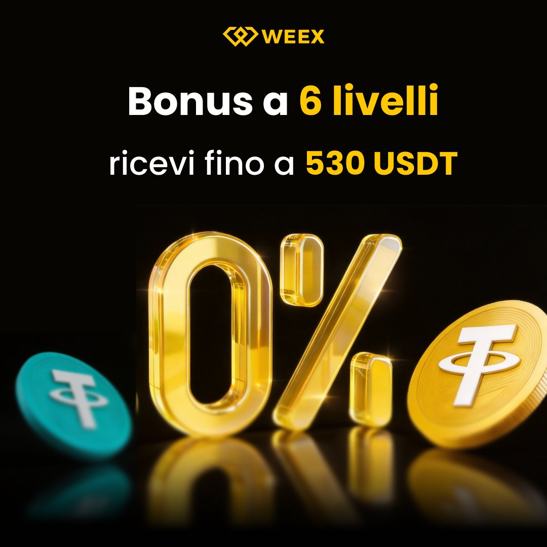 WEEX_Italy's tweet photo. Bonus a 6 livelli — fino a 530 USDT totali!

Il nuovo servizio interno di bonifico bancario SEPA è ora attivo per il Quick Buy.

🎁 Usa il Quick Buy per depositare tramite bonifico SEPA e sblocca 6 vantaggi esclusivi:

✅ Completa la verifica dell’identità: ottieni 5 USDT
✅ Bonus primo deposito: ricevi 5 USDT cashback sul tuo primo deposito SEPA
✅ 0% di commissioni: zero fee su tutti i depositi in USDT tramite bonifico SEPA
✅ Cashback basato sul volume: guadagna fino a 5 USDT in base ai tuoi acquisti SEPA totali
✅ Bonus futures extra: ottieni fino a 15 USDT in bonus futures con depositi continuativi
✅ Bonus Auto-Earn per crescita passiva: ricevi 3 USDT attivando Auto Earn e guadagna 5 USDT per ogni aumento di 1.000 USDT del saldo medio giornaliero — fino a 500 USDT di cashback

⏰ Offerta a tempo limitato | Regolamento ultra veloce in pochi minuti
Disponibile per tutti gli utenti, nuovi ed esistenti

L’evento termina il 24 aprile 2026
Deposita ora: https://t.co/krOU8QKRp0