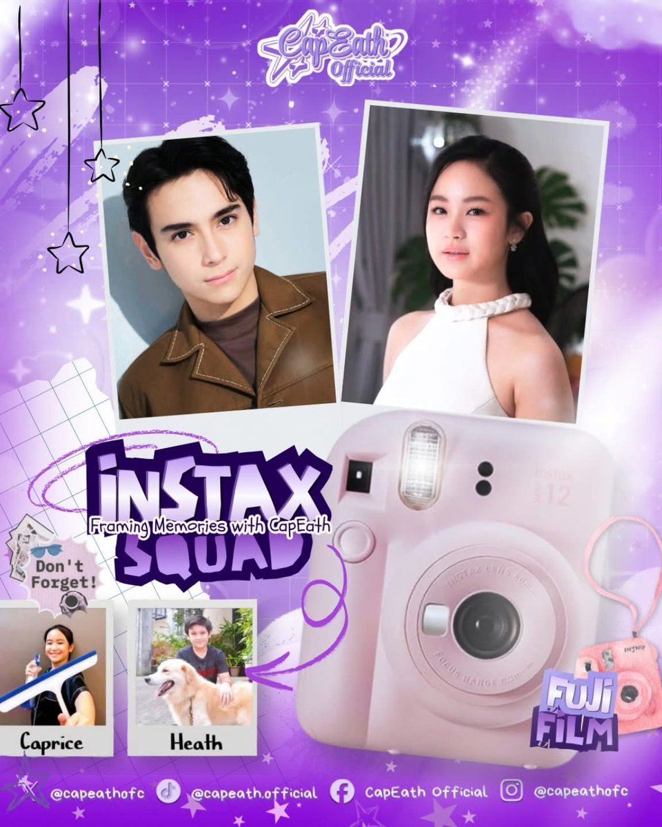 CapEathOfc's tweet image. Congratulations @capcaprice and @heathjornales!📸💜

It’s giving the main character energy. It’s giving instant icons. It’s giving The New Instax Squad. 💫

Grateful for these new blessings for them and all the moments yet to be captured. ✨📸 Thank you, @teaminstaxph for giving