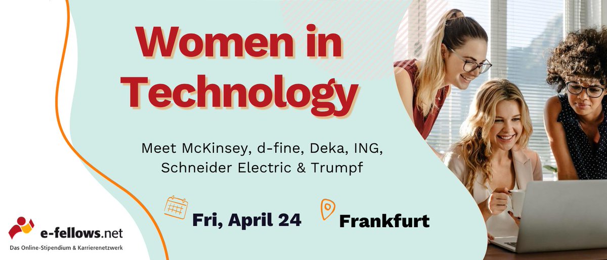 GermanTechJobs's tweet photo. 👩‍💻 Women in Technology by https://t.co/qUUKnDjQ5m connects female STEM talent with top companies.

📅 24 April 2026 📍 Frankfurt 

➡️ Find out more: https://t.co/MeG4I5QlKV

👉 Tech events in Germany: https://t.co/OwpJ2P204W

#GermanTechEvents https://t.co/w3IPQDiBB5