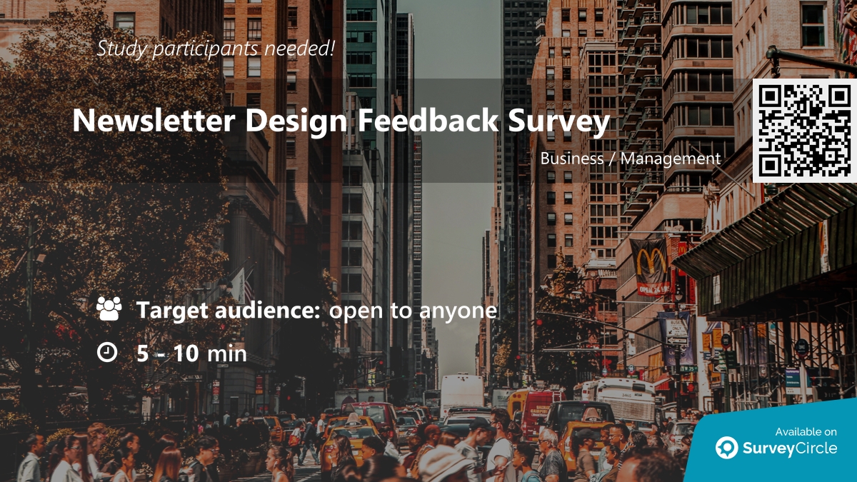 daily_research's tweet image. Participants needed for online survey!

Topic: "Newsletter Design Feedback Survey" surveycircle.com/R635YS/ via @SurveyCircle

#newsletter #TestGroup #feedback #testing #survey #surveycircle