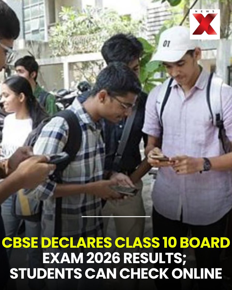 NewsX's tweet image. The Central Board of Secondary Education (CBSE) has announced the Class 10 Board Examination 2026 (Session 1) results. 

#CBSE #CBSEResult #BoardExam #Results #NewsX