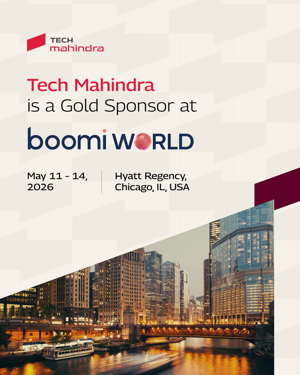 tech_mahindra's tweet image. Integration is evolving, and intelligence is taking the lead.

As a Gold Sponsor at #BoomiWorld2026, @tech_mahindra will showcase how enterprises can move from integration to intelligence using #AI, #automation, and seamless connectivity.

Through real‑world use cases, AI‑powered