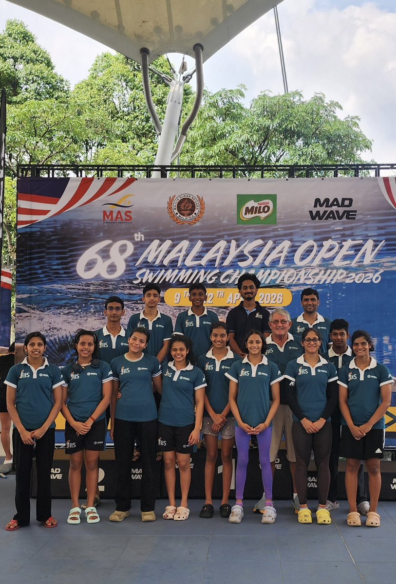 IIS_Vijayanagar's tweet photo. Podium finishes in Kuala Lumpur. 🏊‍♀️💥

#TeamIIS swimmers deliver at the 68th Malaysia Open Swimming Championships 2026. 🇲🇾

🥈 Pratyasa Ray – 100m Backstroke (1:05.05)
🥈 Pratyasa Ray – 200m Backstroke (2:20.55)
🥉 Sanithi Mukherjee – 200m Butterfly (2:21.80)

A strong showing on the international stage. 👏

#TeamIIS #Swimming #CraftingVictories 🇮🇳