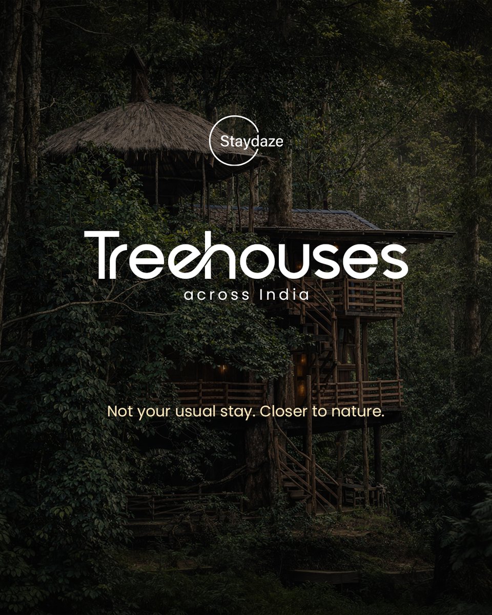 staydaze_com's tweet photo. If you’ve been craving a different kind of escape, this is it.
Treehouses in the hills, far from the noise.
Perfect for a quick, quiet reset.
Explore on Staydaze before they’re gone. 
#Staydaze #TreehouseStay #WeekendGetawayIndia #NatureGetaway #UniqueStaysIndia https://t.co/NJOySjt0TZ