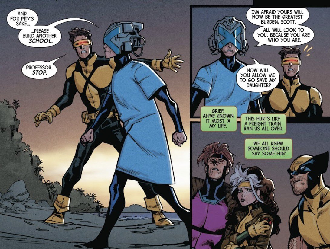 Hussy616's tweet image. The last time #EmmaFrost and #Cyclops saw each other was here. I thought it was odd that they said nothing to each other. (Ignoring the cameo in the Dr Doom crossover). Hopefully the feud is expanded on.