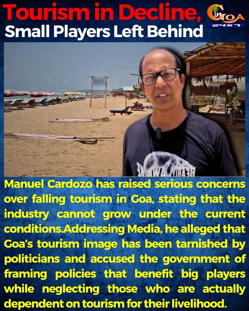 InGoa24x7's tweet image. Tourism in Decline, Small Players Left Behind

#Goa #Goanews #Tourism #Decline #SmallPlayers #beach