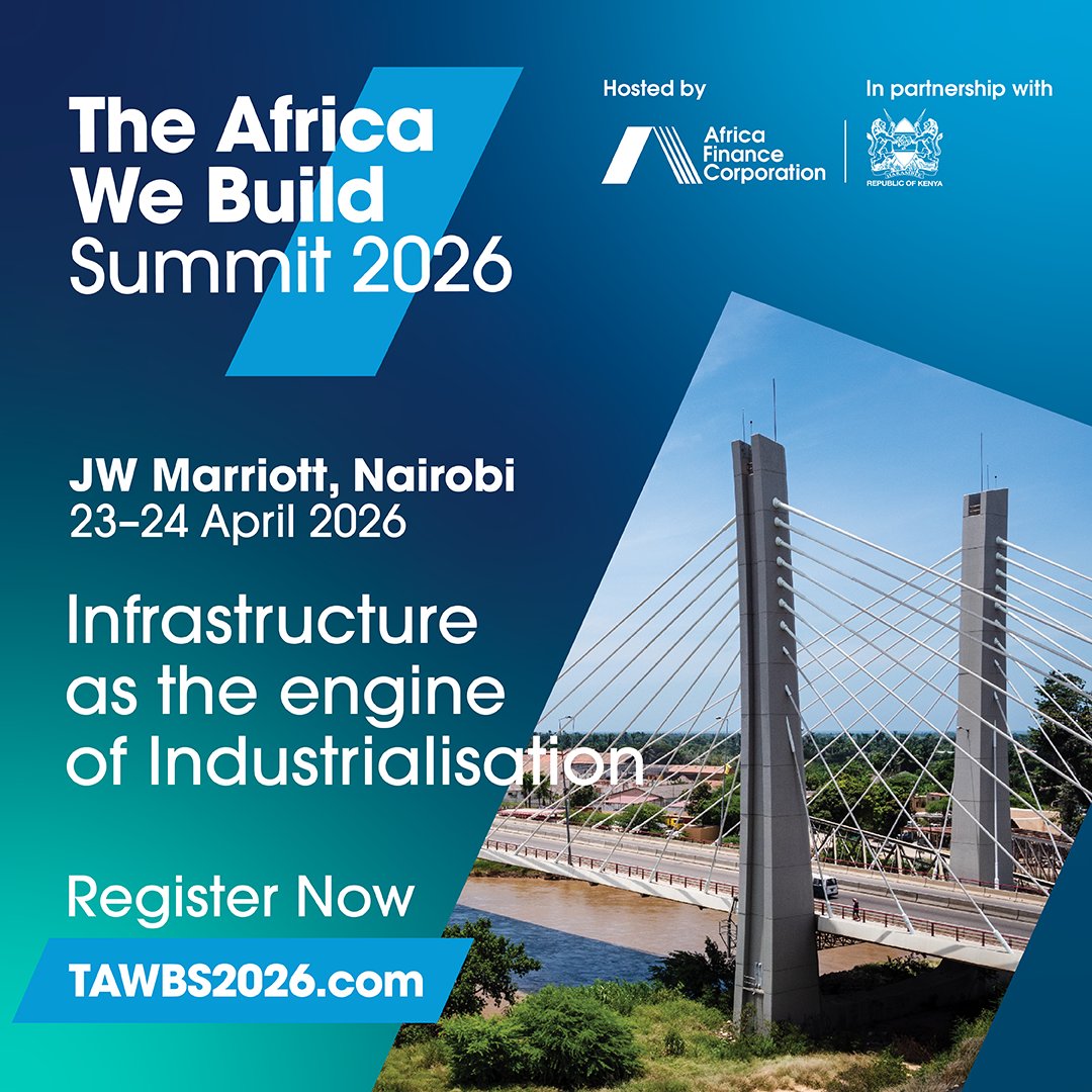 africa_finance's tweet photo. Don't miss your opportunity to be part of Africa's most action-oriented infrastructure forum.

The Africa We Build 2026 brings together heads of state, ministers, investors, DFIs, and global industry leaders; all focused on moving from diagnosis to delivery.

📍 Nairobi, Kenya | 23-24 April 2026

🔗 Register now: https://t.co/msz6PxQK6p

#AfricaWeBuild #TAWBS2026 #AFC #AfricaInfrastructure