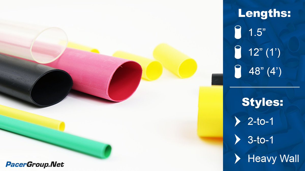 pacergroup's tweet image. Some of the most common types of heat shrink are 2-to-1, 3-to-1, and heavy-wall. 

Each is ideal for specific applications. Pacer offers heat shrink in a range of lengths from 1.5" all the way to 4' (48"). 

#TopQuality #MarineElectrical #MarineWiring #MarineRepairs