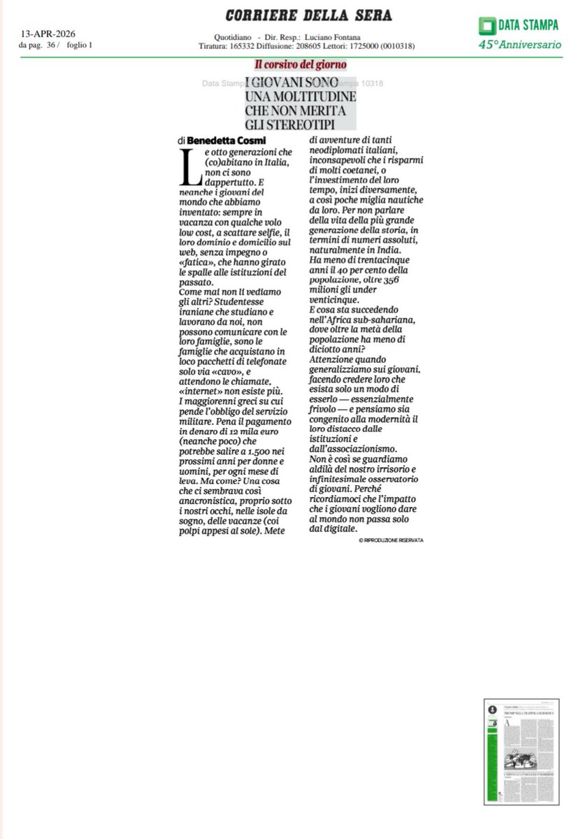 BenedettaCosmi's tweet photo. Rassegna stampa https://t.co/k0Rr0TQfFC https://t.co/MSjqNjwajW