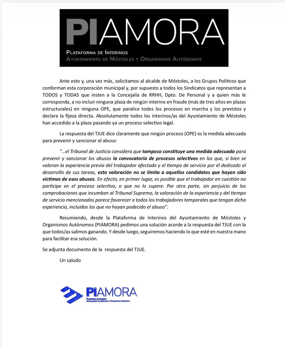Plataforma Interinos Ayto. Mostoles tweet media