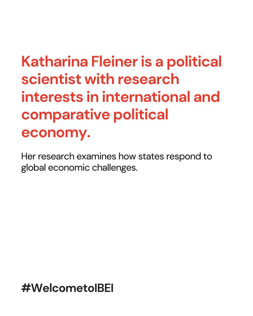 IBEI's tweet image. 👤 Welcome to IBEI Katharina Fleiner!

@Katie_Johanna is a political scientist with research interests in international and comparative political economy.
Her research examines how states respond to global economic challenges. 🚀

#WelcometoIBEI #politicalscience #globaleconomy