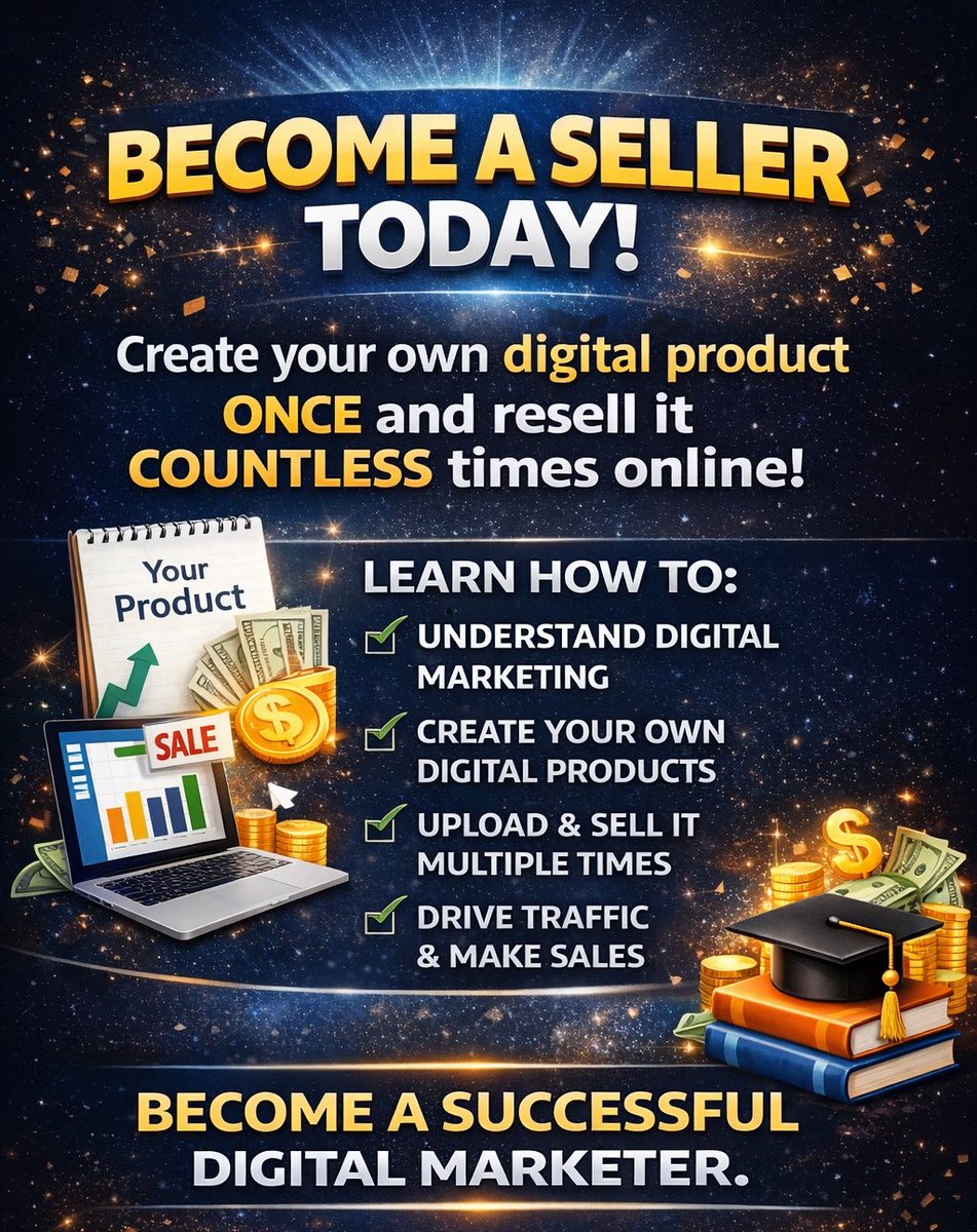 AmaEarn's tweet photo. Join the Digital Marketing for Beginners Academy 👇

Learn how to create your own digital product from scratch.

Upload it to a marketplace 

Make sales repeatedly from home with one product.

Perfect for beginners who want a simple way to start online 

https://t.co/irfMP3i4HB https://t.co/ofCogCtQx3