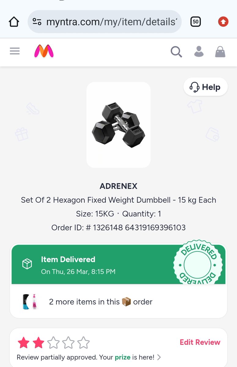 AshishK5's tweet image. @MyntraSupport @myntra For Complaint no 26041116280366226005 &amp;amp; OrderI'd 132614864319169396103 
 #WrongSize HexDumbles sent
7days Replacement was refused after delivery

What Fraud #Myntra is doing with genuine customers?
Give #Replacement as size of both hex are faulty

See photo