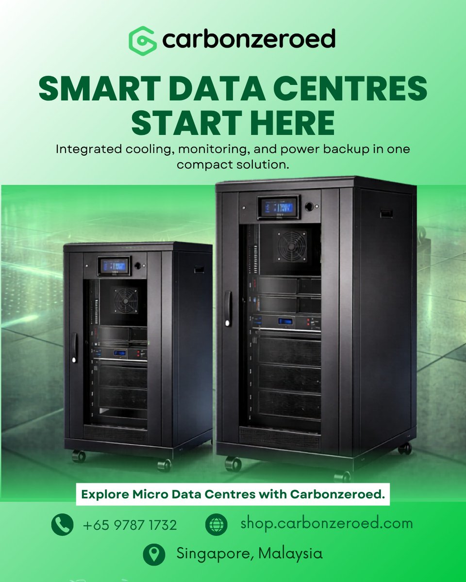 cirtec_ai's tweet photo. Smart Data Centres start with smarter infrastructure.

Integrated cooling, monitoring, and power backup in one compact solution. Reliable, space-saving, and built for modern businesses.

Explore Micro Data Centres with Carbonzeroed.
#Carbonzeroed #MicroDataCentre #CriticalPower https://t.co/Ma0boPYOGM