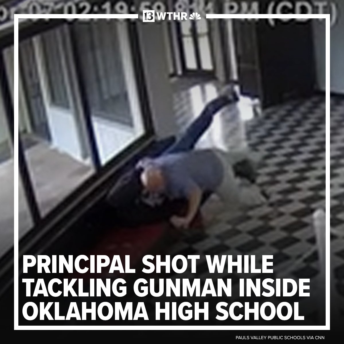 WTHRcom's tweet image. Described as in “stable condition” by police, Principal Kirk Moore said he looked forward to returning to work “as soon as possible” and credited support and community prayer for his recovery.
 
MORE: wthr.com/article/news/n… 
 
(📷: Pauls Valley Public Schools via CNN)