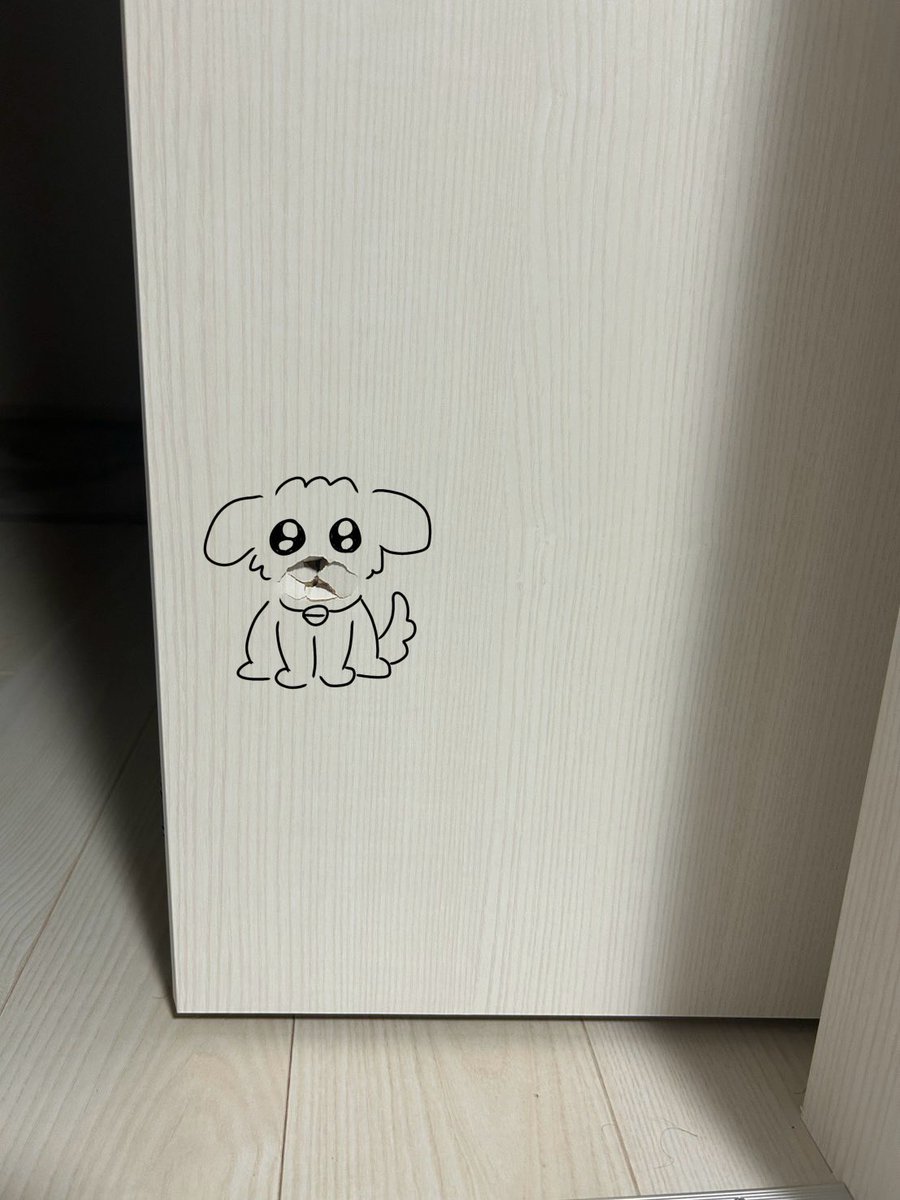 妹が家具に穴空いて悲しんでたから、かわいくしといた