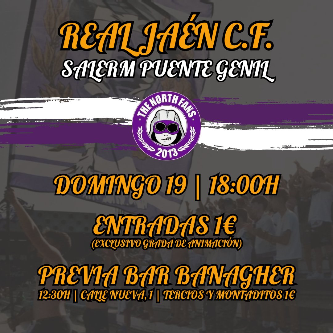 Este domingo es otro de esos días en los que el Fondo Norte no te va a fallar.

📣 𝐀𝐍𝐈𝐌𝐀 𝐂𝐎𝐍 𝐓𝐇𝐄 𝐍𝐎𝐑𝐓𝐇 𝐅𝐀𝐍𝐒 𝐏𝐎𝐑 𝐒𝐎𝐋𝐎 𝟏€.

Antes podrás disfrutar de nuestra previa en el Bar Banagher desde las 12:30H.

🍻 Tercios y montaditos a 1€.