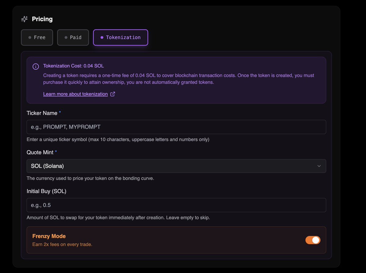 Frenzy Mode is going live today 📈🦀

Frenzy Mode is a new Swarms feature that boosts creator fees by up to 2×, empowering builders to dramatically increase revenue from their agents and prompts with zero changes to how they build.

Learn more ⬇️