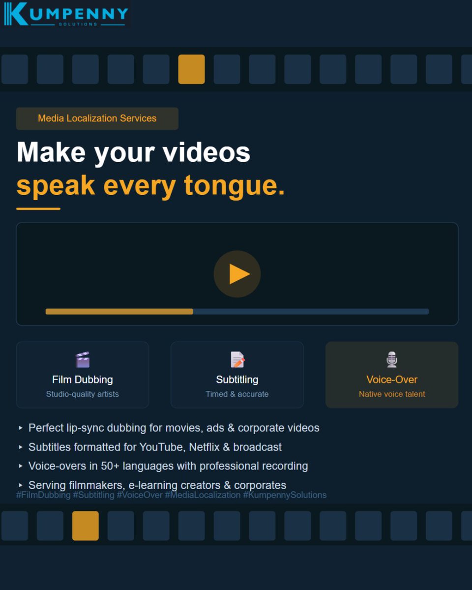 kumpenny2's tweet photo. Make your videos speak every language you want. Get perfect media localization services by Kumpenny Solutions. Visit the website or click on the bio to know more. https://t.co/z9MVJV5ND3