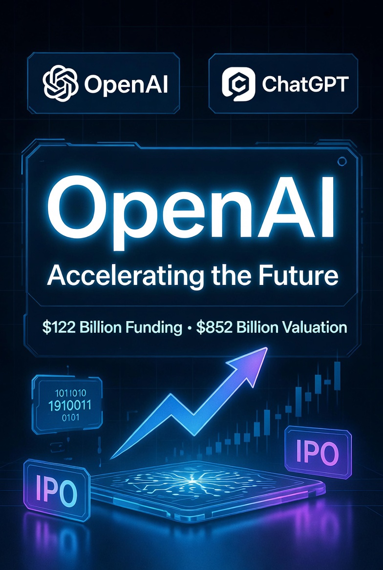 🚀 OpenAI تُبهر العالم مرة أخرى!

آخر تحديثات الشركة (أبريل 2026):
• جمعت تمويل عملاق بـ 122 مليار دولار (تقييم 852 مليار!)
• تركز بقوة على الـ Enterprise AI وأدوات الإنتاجية
• أطلقت GPT-5.4 وتوسع في Codex وChatGPT Enterprise
• تُعد للـ IPO خلال 2026
• اقترحت سياسات جريئة: