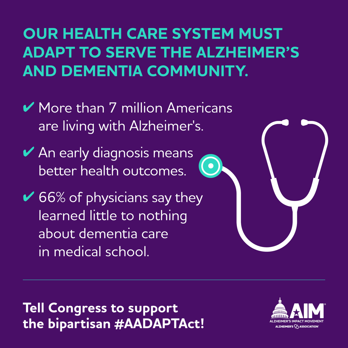 In the era of Alzheimer’s treatment, an early and accurate diagnosis is more critical now than ever. Tell your representatives to support the bipartisan #AADAPTAct so primary care providers can better care for those living with early Alzheimer’s. alz-action.quorum.us/campaign/12567…