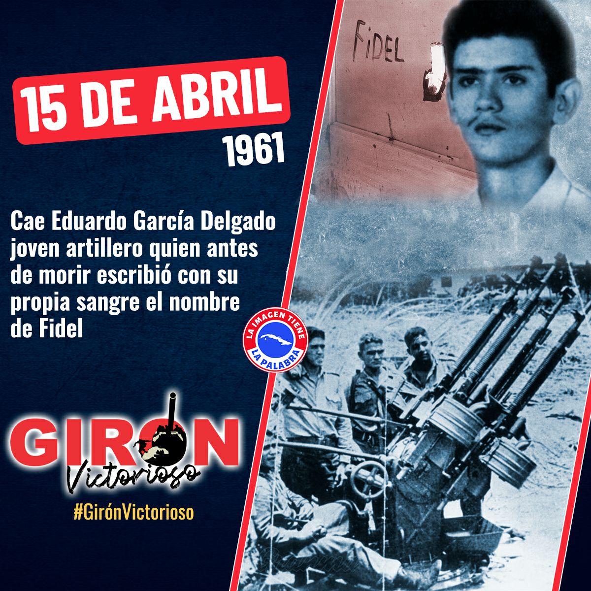 AsambleaCuba's tweet image. Esteban Lazo: «#Cuba🇨🇺 recuerda hoy un nuevo aniversario de los cobardes bombardeos de aeropuertos de San Antonio de los Baños, Ciudad Libertad y Santiago de Cuba, preludio de la invasión por Playa Girón. El joven Eduardo García escribía,con su propia sangre,el nombre de Fidel»