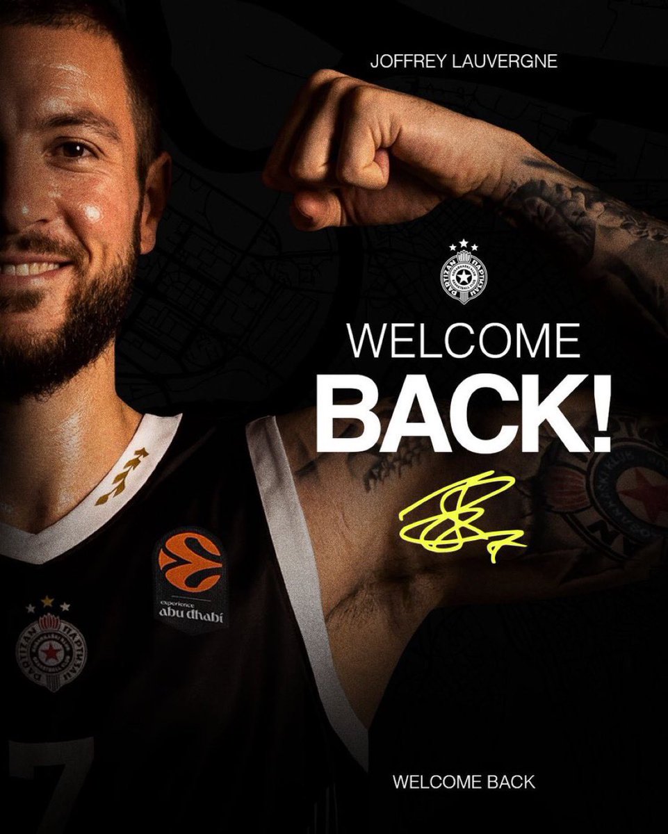 totalbasketeu's tweet photo. 🇷🇸✍️ Joffrey Lauvergne returned to Partizan! He signed a contract until the end of the season 2026/27!

@1JOLOLO #partizanbc #basketball #euroleague #partizan #abaliga https://t.co/MkYMCsAIA4