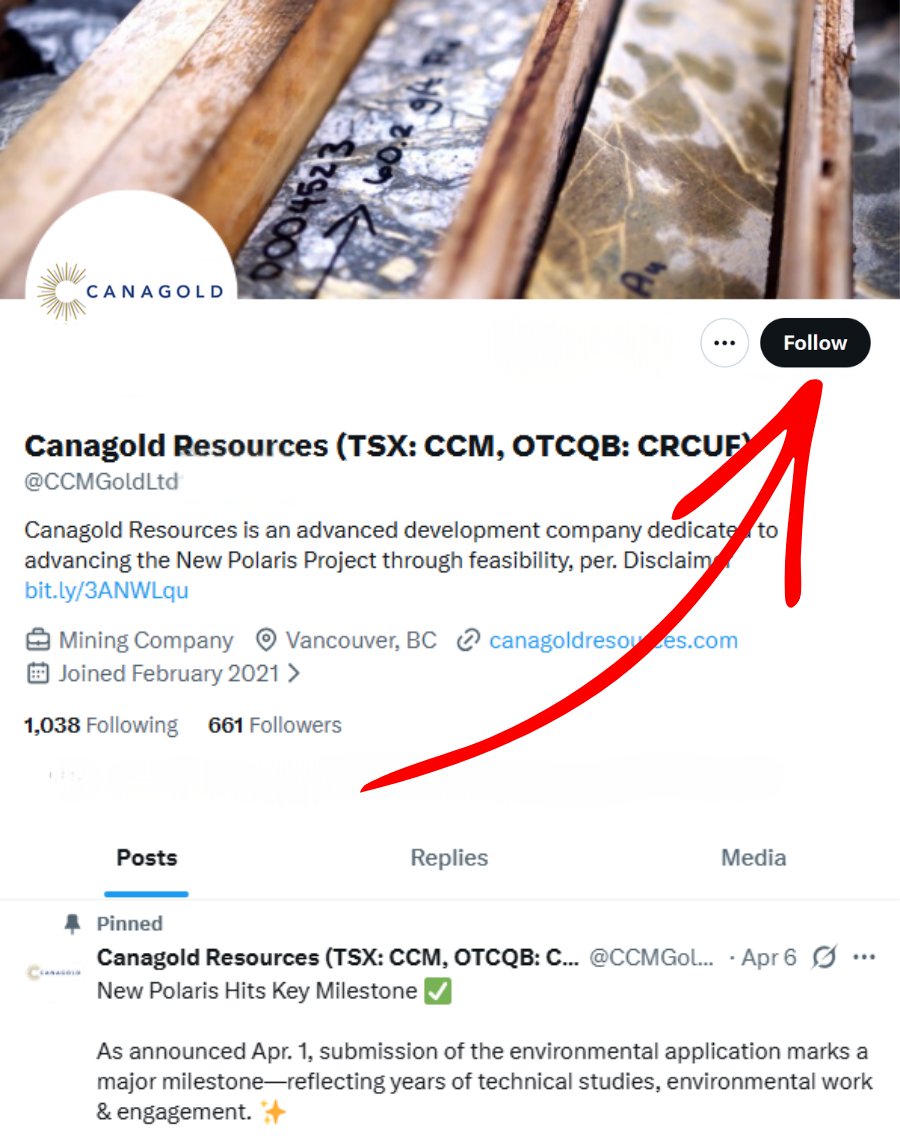 📌 Looking to stay informed on progress at our dual-metal New Polaris project? ⚒️

📲 Follow us on X for the latest on project developments, news, #Mining insights, and more: 
👉 x.com/CCMGoldLtd

$CCM #Gold #GoldMining
